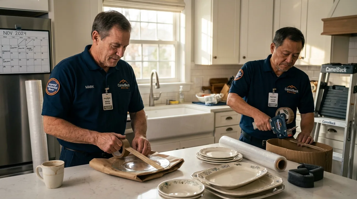 Professional crew packing kitchen dishware in Terry, MS